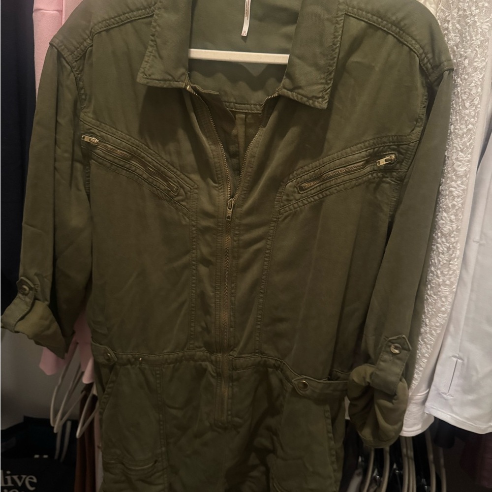 Olive Utility Romper - Women's Lightweight Zip-Front